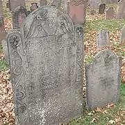 Schist tombstones carved (left to right) by Gershom Bartlett and Aaron Haskins.