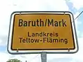 Street sign on entry to Baruth/Mark