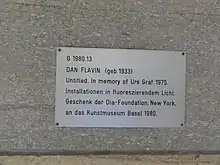  Plaque for Untitled (In memory of Urs Graf)