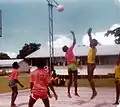 Buin High School students playing basket ball.