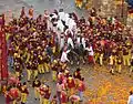 Carnival Parade in Ivrea, Italy: the battle of the oranges.