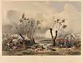 Battle of Chillianwallah. Charge of H M 24th Regiment through jungle and water, 13 January 1849.