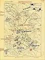 The situation at 4:30 p.m. Red - the Austrian troops, Blue - the Hungarian troops.