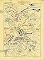 The situation at 8:00 p.m. Red - the Austrian troops, Blue - the Hungarian troops.