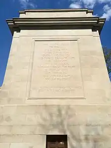 The rear face of the monument showing the inscription.