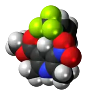 Space-filling model of the bay K8644 molecule