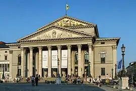 National Theatre Munich from 1818 in Munich, Bavaria, Germany; one of the world's most renowned opera houses, burnt down and reconstructed twice: 1823–25 and after WWII from 1958 to 1963.