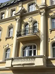 Detail of columns and balcony