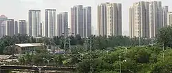 Residential area of Beicang Town as seen from Beijing–Shanghai railway, 2017