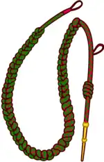 Red and Green woven citation cord with brass tip