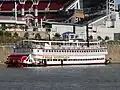 Belle of Louisville docked in Cincinnati by Great American Ballpark.