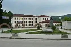 The monument of Hristo Botev and the Aleksandar Ivanov — Chapai School