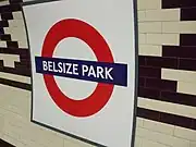 Roundel on northbound platform