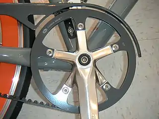 A belt-drive crankset