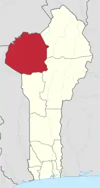 Map highlighting the Atakora Department