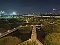 Walkways in Benjakitti Forest Park at night