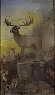 Irish Elk and Palaeolithic Hunter, by 1894