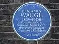 Waugh's blue plaque at Croom's Hill, Greenwich