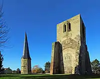 The Tour Pointue and the Tour Carrée of St Winnoc abbey.