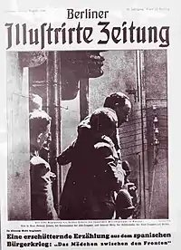 Image 43The Berliner Illustrirte Zeitung pioneered modern photojournalism and was widely copied. Pictured, the cover of issue of 26 August 1936: a meeting between Francisco Franco and Emilio Mola. (from Photojournalism)