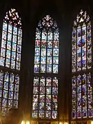 Gothic stained glass in the choir of the Bern Minster