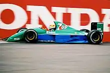 Bertrand Gachot driving the Jordan 191 at the 1991 USA Grand Prix