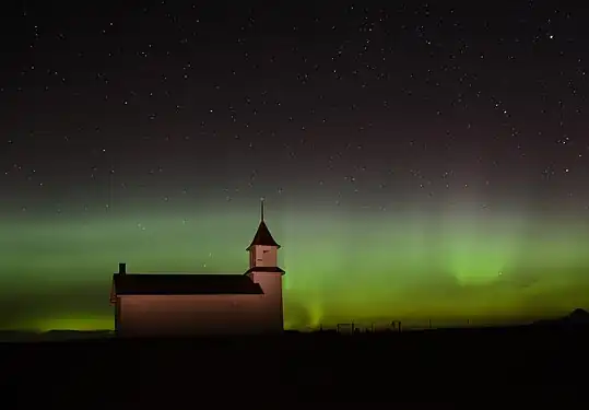 Church in 2016 during a Northern Lights display