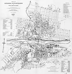 Map of the Bethlehems in 1886 with Hottlesville in the Northeastern corner