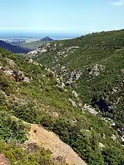 Bevinco downstream from Lancone. Buguglia lagoon in the distance