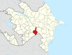 Map of Azerbaijan showing Beylagan District