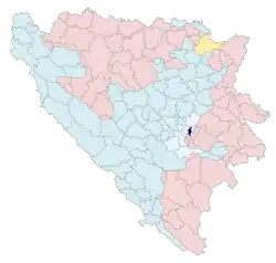 Location of Centar Municipality, Sarajevo within Bosnia and Herzegovina.