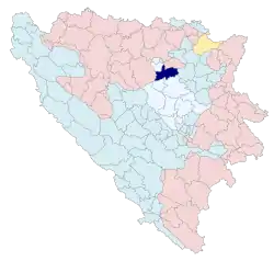 Location of Maglaj within Bosnia and Herzegovina.