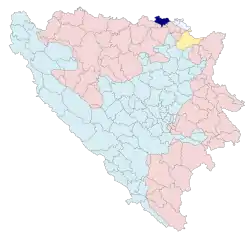 Location of Odžak within Bosnia and Herzegovina