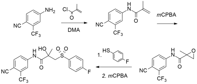 Bicalutamide chemical synthesis diagram