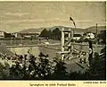 The swimming pool in Bielsko (the German Bielitz) decorated with Nazi flags during World War II, from the 1942 Bielitz Nazi calendar, scan by Ewa Kuryluk.