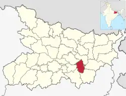 Location of Munger district in Bihar