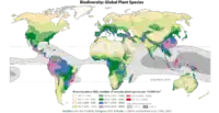 The first detailed world map of biodiversity of plants (first publisherd in Barthlott et al. 1996),  shows the global distribution of plants