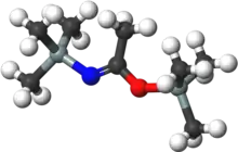 Ball and stick model of (E)-bis(trimethylsilyl)acetamide