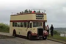 Image 57Passengers on board an old Leyland Titan open-top bus view the scenery in Devon. (from Open top bus)