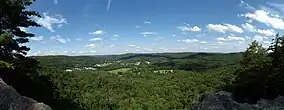 Landscape with cloud-flecked sky