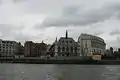 The old (demolished) pier with Unilever House in the background