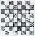 Modern chessboard in Holbein stitch