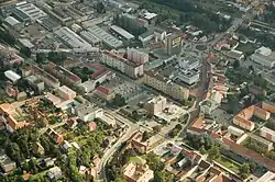 Aerial view of the town centre