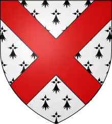 Image of the coat of arms of the Earls of Desmond, a red cross on an ermine background