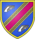 Arms of Magenta, France, feature a bend sinister in magenta, an extremely rare tincture in heraldry