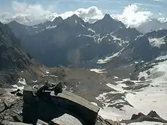 View from summit to the direction of Darmstädter Hütte