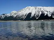 View of mountains from the lake