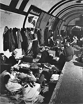 Image 44An air raid shelter in a London Underground station during The Blitz.