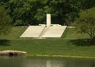 Blue Sky Mausoleum.  Designed in 1928 by Frank Lloyd Wright for Darwin D. Martin. Constructed in 2004.