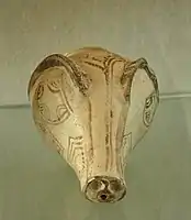 Boar rhyton, Mycenaean ceramic imported to Ugarit, 14th–13th century BC (Louvre).